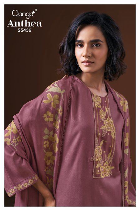 Anthea 5436 By Ganga Wool Pashmina Dress Material